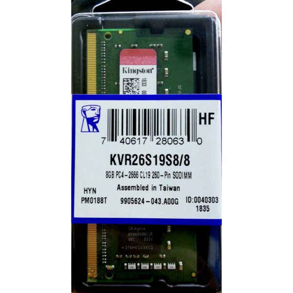 KINGSTON 8GB 2666MHZ DDR4 CL19 SOD KVR26S19S8/8