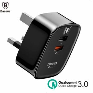 BASEUS FUNZI QC3.0 DUAL USB CHARGER BLACK