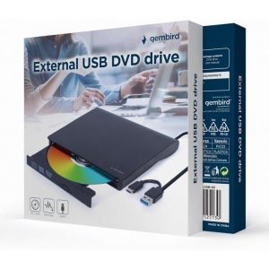 GEMBIRD EXTERNAL CD/DVD±RW WRITER SLIM USB& USB-C DVD-USB-03 BLACK